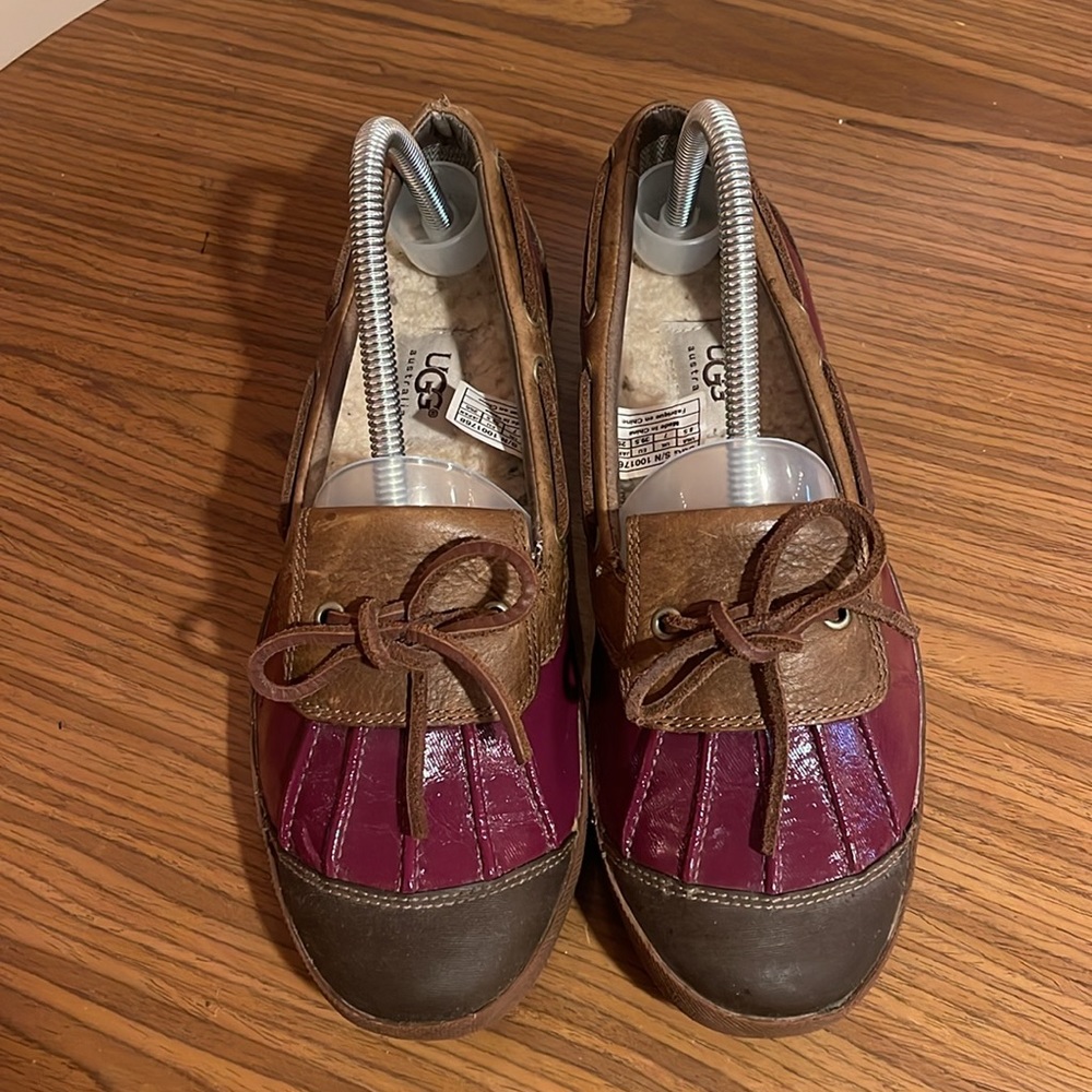 Women's UGG Moccasins in Burgundy and Brown